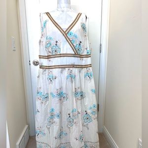 Signature By Robbie Bee Sleeveless V Neck Embroidered White Dress Sz 20W…